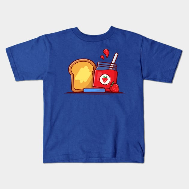 Toast Bread With Strawberry Jam Cartoon Vector Icon Illustration Kids T-Shirt by Catalyst Labs